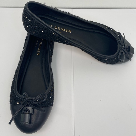 Kurt Geiger Brixton London Black Ballet Flats Worn once. - Picture 1 of 8
